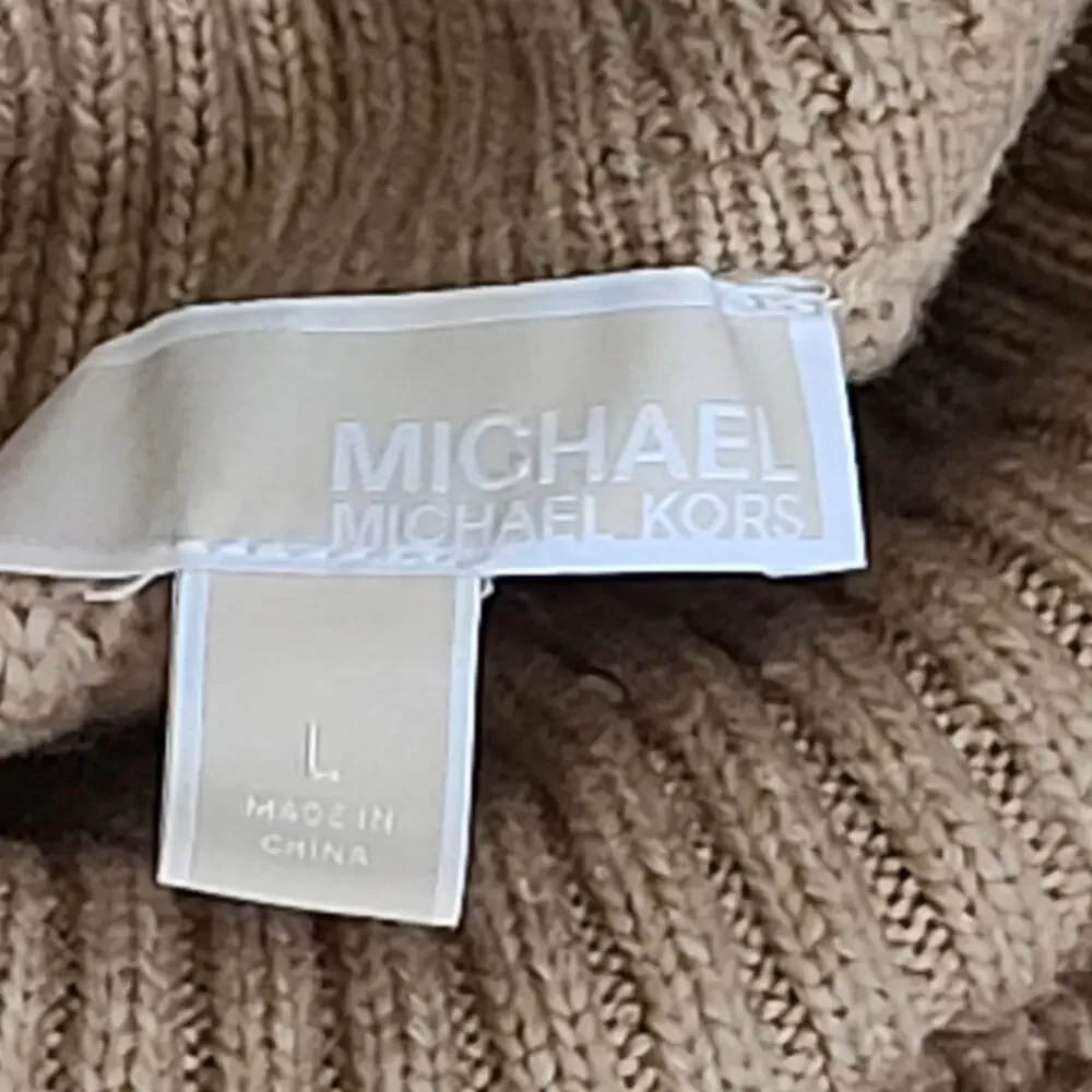 Fisherman cable knit beige Michael Kors sweater sz Large preppy office cozycore